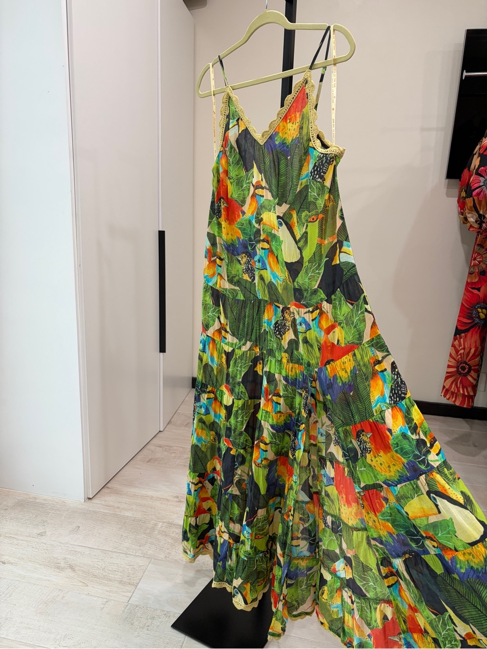 Farm Rio: Bird Leaves Long Dress in Sand - Picture 10 of 14